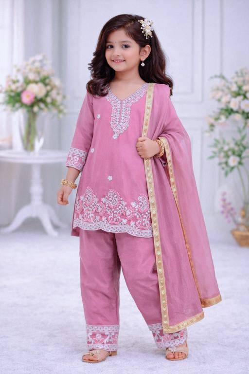 Trending New Ramzan Eid Silk Pink Children clothing manufacturers in Ahmedabad